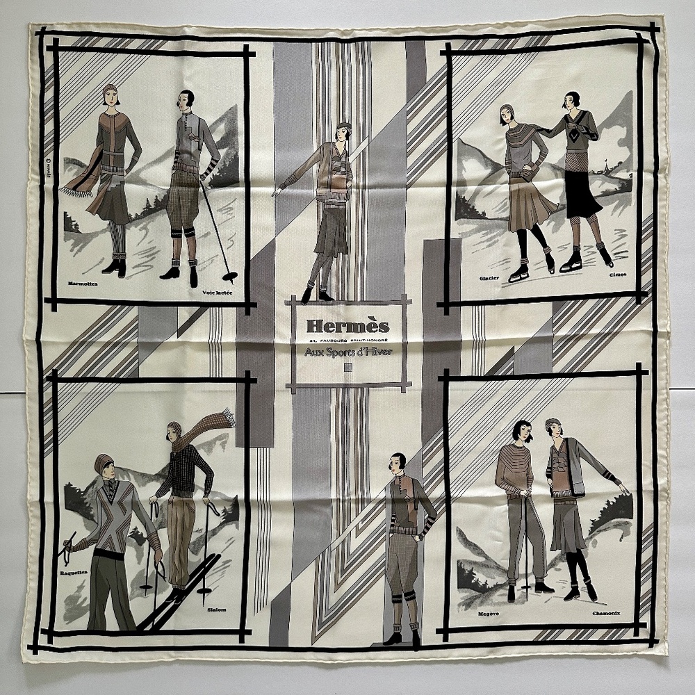 Hermes Scarf "Aux Sports d'Hiver" 70cm Silk | Foulard Carre